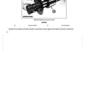 May include: Black and white image of an eccentric shaft assembly. The assembly includes an eccentric shaft, a thrust washer, and other components. The image is labeled with the part number WZ290103308 and includes a legend identifying the parts.