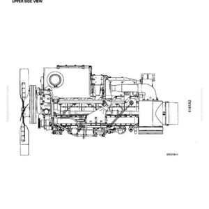Pode incluir: Desenho t&eacute;cnico a preto e branco de uma montagem de motor, vista superior. A imagem inclui etiquetas e n&uacute;meros, com o texto 'GENERAL ASSEMBLY DRAWING'. O motor apresenta uma ventoinha, uma caixa retangular e v&aacute;rios tubos.