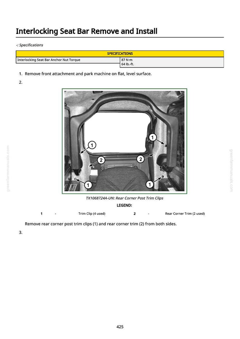 Peut inclure: Diagramme montrant le d&eacute;montage et l'installation d'une barre de si&egrave;ge imbriqu&eacute;e. L'image comprend un sch&eacute;ma de la barre de si&egrave;ge, avec des &eacute;tiquettes pour les clips de garniture et la garniture d'angle arri&egrave;re. Le texte comprend les sp&eacute;cifications de couple et les instructions.