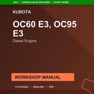 Kubota Oc60 e3 oc95 e3 Diesel engine Workshop Manual PDF | Service Repair | Instant Download image 1