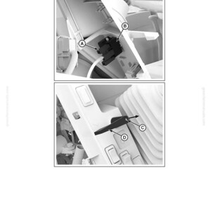 May include: Diagram illustrating the removal and replacement of a turn signal switch in a vehicle cab. The image shows close-up views of the switch components, labeled with letters A, B, C, and D, against a white background.