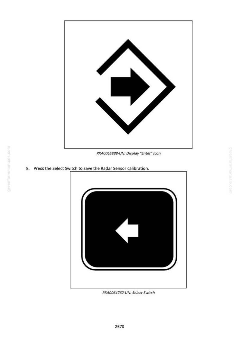 May include: Two black and white icons on a white background. The top icon is a black arrow pointing right within a black diamond shape. The bottom icon is a black rectangle with rounded corners and a white arrow pointing left. Text includes "Display Enter Icon" and "Select Switch".