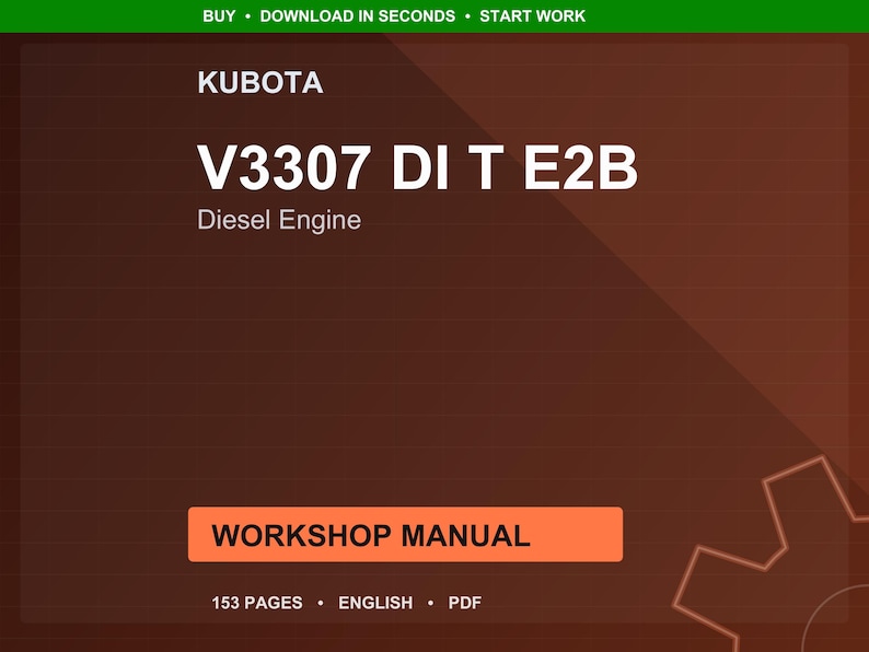 Kubota V3307 di t e2b Diesel engine Workshop Manual PDF | Service Repair | Instant Download image 1