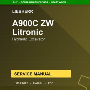Instrukcja serwisowa koparki hydraulicznej Liebherr A900c zw litronic w formacie PDF | Naprawa w warsztacie | Natychmiastowe pobranie zdjęcie 1