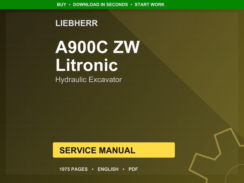 Instrukcja serwisowa koparki hydraulicznej Liebherr A900c zw litronic w formacie PDF | Naprawa w warsztacie | Natychmiastowe pobranie zdjęcie 1