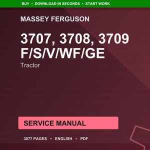 Massey ferguson 3707 3708 3709 F s v wf ge Tractor Service Manual PDF | Workshop Repair | Instant Download image 1