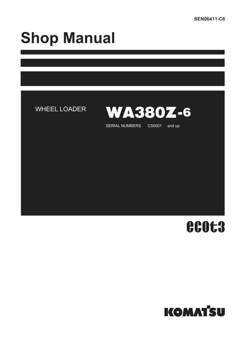May include: A white shop manual with black text. The title "Shop Manual" is at the top. The manual is for a WA380Z-6 wheel loader, with serial numbers C50001 and up. The Komatsu logo is at the bottom.