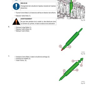 Może przedstawiać: Schemat silnika z zielonymi komponentami i instrukcjami tekstowymi. Obraz zawiera schematy wał&oacute;w gwintowanych, tulei centrującej i podkładki. Zawiera r&oacute;wnież ostrzeżenia i notatki.