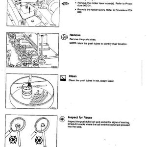 Pode incluir: Diagrama t&eacute;cnico com instru&ccedil;&otilde;es para varetas ou tubos de impuls&atilde;o automotivos. A imagem inclui ilustra&ccedil;&otilde;es para remo&ccedil;&atilde;o, limpeza e inspe&ccedil;&atilde;o dos componentes. O texto inclui etapas preparat&oacute;rias e notas.