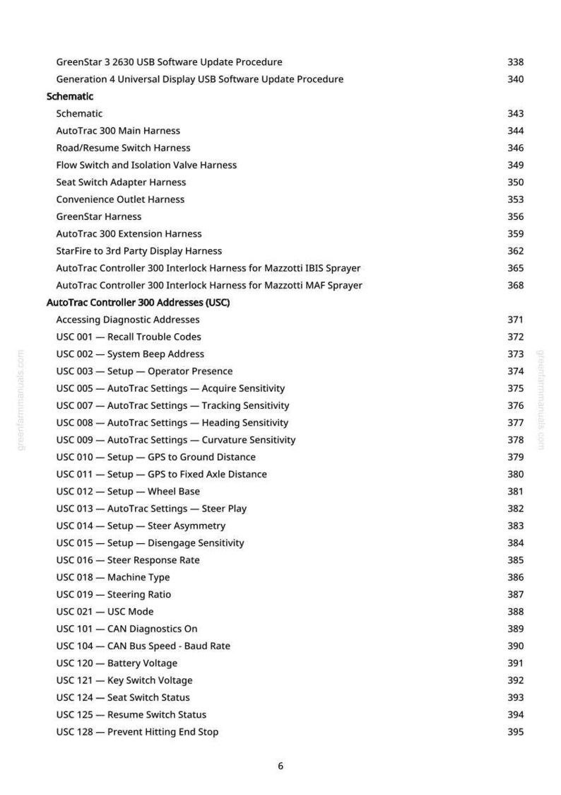 May include: A white document page with a detailed list of technical specifications and procedures, including software updates, harness details, and diagnostic addresses. The document is for agricultural equipment.
