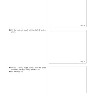 K&ouml;nnte beinhalten: Eine Seite aus einem Handbuch, das die 4-Rad-Antriebs-Kupplungsbaugruppe detailliert. Der Text enth&auml;lt Anweisungen zum Einbau der Welle, zum Einbau der Kupplung und zum Zusammendr&uuml;cken der Federscheiben. Diagramme sind enthalten.