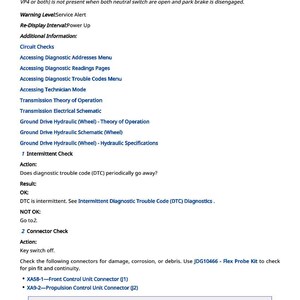May include: Document titled "PTP 524254.04 - Transmission Enable Relay" with troubleshooting steps. Includes information on voltage, diagnostic codes, and connector checks. Text is in black on a white background.