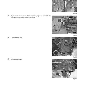 K&ouml;nnte beinhalten: Eine Seite aus einem Handbuch mit dem Titel "M&Eacute;THODE D'INTERVENTION" mit Diagrammen und Anweisungen f&uuml;r mechanische Verfahren. Die Bilder zeigen Nahaufnahmen von mechanischen Komponenten mit nummerierten Etiketten und Pfeilen. Der Text enth&auml;lt Anweisungen zum Entfernen von Schrauben und Hebeln.