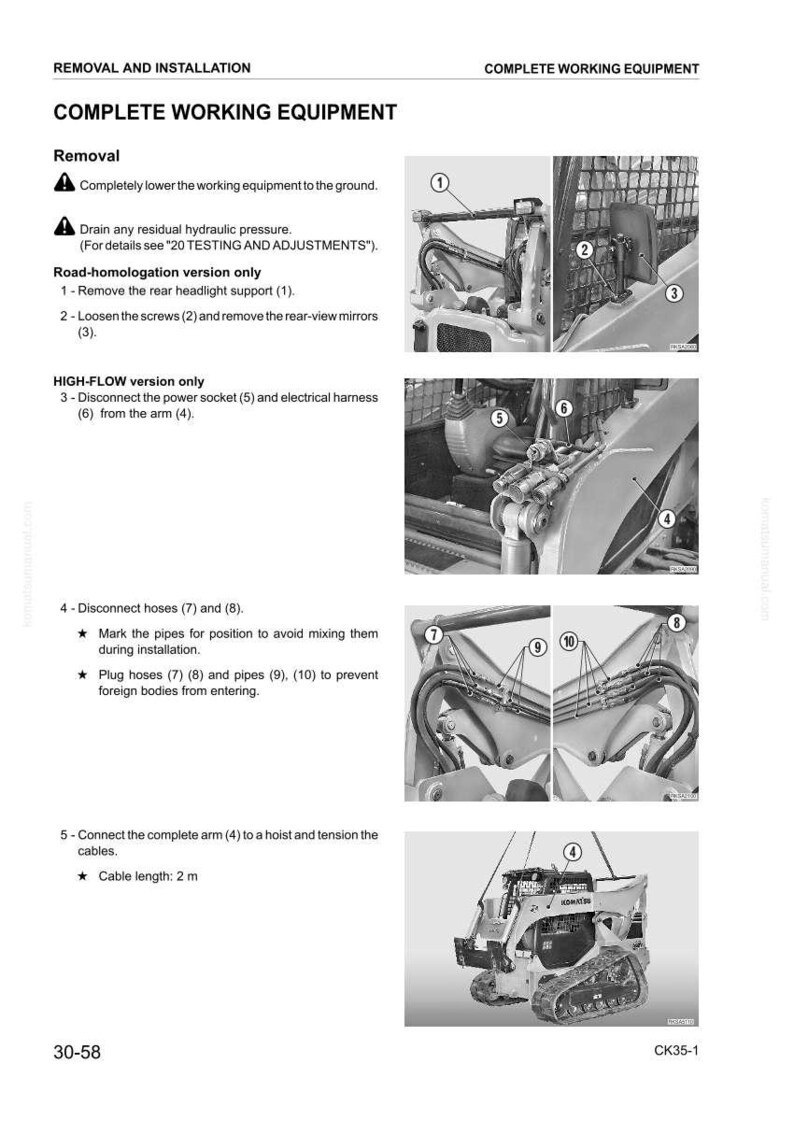 Puede incluir: Una p&aacute;gina de un manual que detalla la extracci&oacute;n e instalaci&oacute;n de equipos de trabajo completos. El manual incluye diagramas e instrucciones para varios pasos, incluida la desconexi&oacute;n de mangueras y la conexi&oacute;n del brazo. La longitud del cable es de 2 m.