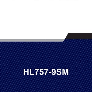 May include: A service manual with the text "SERVICE MANUAL" in bold white letters at the top. Below, a dark blue background with white diagonal lines and the text "HL757-9SM".