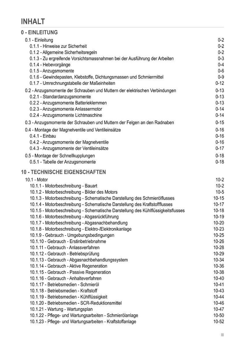 May include: A detailed table of contents from a technical manual, featuring sections on engine specifications, maintenance, and safety guidelines. The document is organized with numbered headings and subheadings, providing a comprehensive overview of the subject matter.