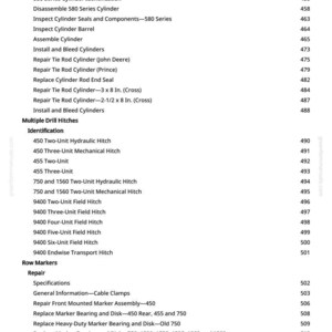 K&ouml;nnte beinhalten: Eine Seite aus einem Handbuch mit einem detaillierten Inhaltsverzeichnis. Zu den Titeln geh&ouml;ren "Zylinderlaufbuchse pr&uuml;fen", "Mehrfach-Bohrhaken" und "Reihenmarkierer". Die Seitenzahl ist 9.
