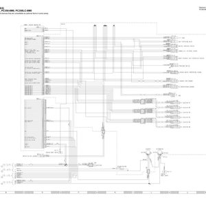 May include: An electrical circuit diagram for PC300-8M0, PC300LC-8M0, PC350-8M0, and PC350LC-8M0. The diagram is a complex network of lines, symbols, and text, with a white background. The diagram is labeled with the title "Electrical circuit diagram (5/5)".