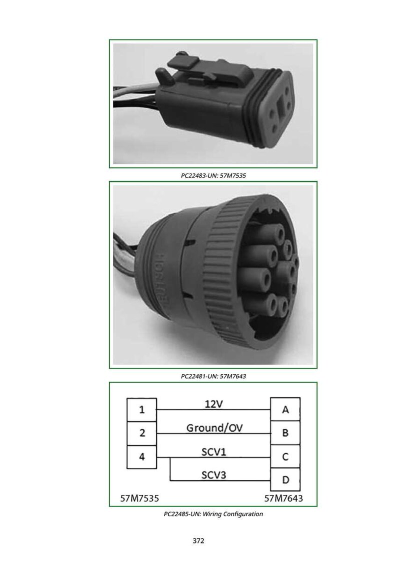 May include: Image of electrical connectors and a wiring diagram. The top connector is black with a rectangular shape. The bottom connector is cylindrical with multiple pin receptacles. The diagram shows wiring configurations.
