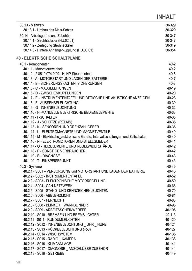 May include: A detailed table of contents in German, listing various electrical schematics and related components. The document includes sections on components, systems, and specific electrical elements, with corresponding page numbers for easy reference.