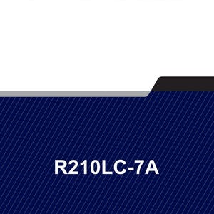 May include: A service manual with the text "SERVICE MANUAL" in black letters at the top. Below, a dark blue background with white diagonal lines and the text "R210LC-7A".