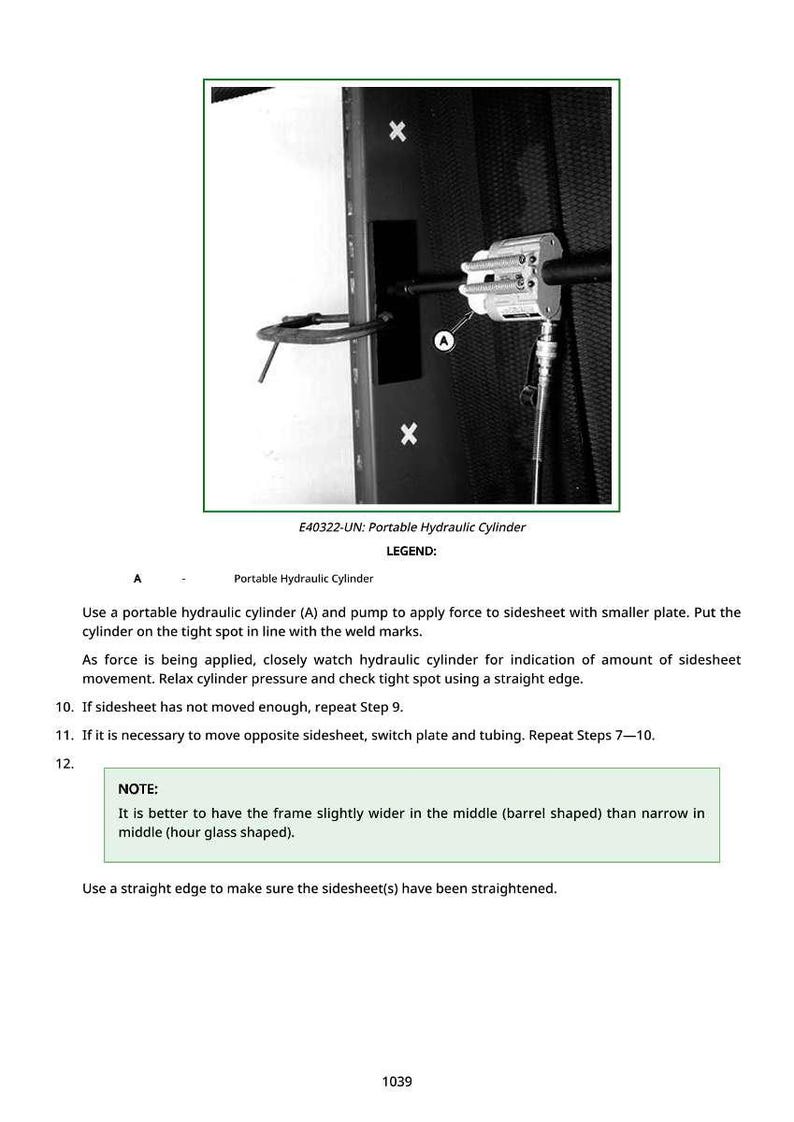 May include: Image of a portable hydraulic cylinder attached to a metal structure. The cylinder is silver and black, with a hose extending downwards. Text includes "Portable Hydraulic Cylinder" and instructions.