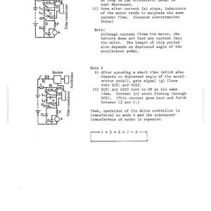 May include: Diagram of an electrical circuit with text descriptions. The diagram includes symbols for capacitors, resistors, and other electronic components. Text includes "Mode 7" and "Mode 8" with explanations.