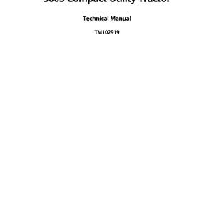 May include: A white document with the title "3005 Compact Utility Tractor" in black text. Below the title is "Technical Manual" and "TM102919". The document was published on March 10, 2008.