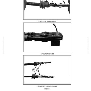 May include: Diagrams illustrating the installation and crimping of electrical contacts. The images show the steps with labels A, B, C, and D, and include the text "H74031-UN: Install Contact", "H74032-UN: JDG783", and "H74034-UN: Crimped Contact".