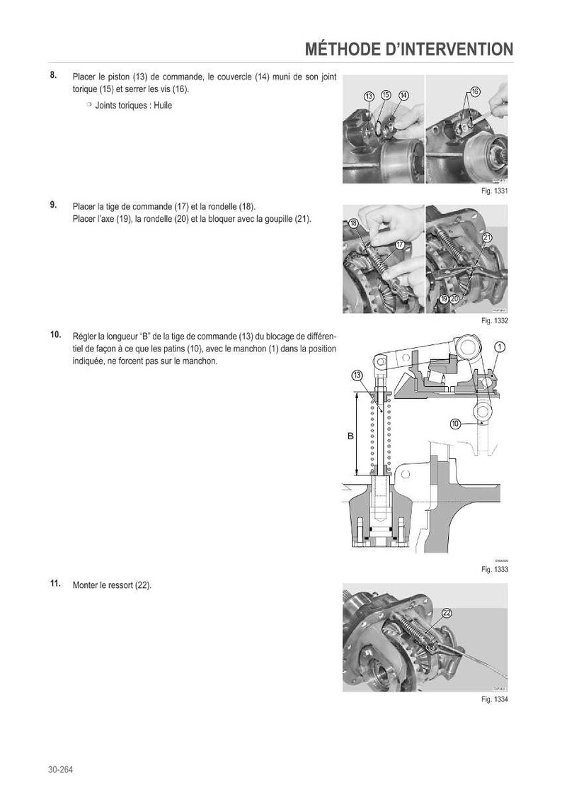 May include: A page from a technical manual with the title "M&Eacute;THODE D'INTERVENTION". The page includes diagrams and instructions for mechanical assembly, with numbered steps and component labels. The diagrams show detailed views of mechanical parts.