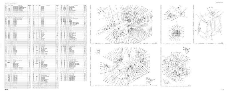 May include: A detailed technical diagram with multiple views and a parts list. The diagrams are in black and white, showing various components and their connections. The parts list is a long table with numerous entries, likely detailing specifications.