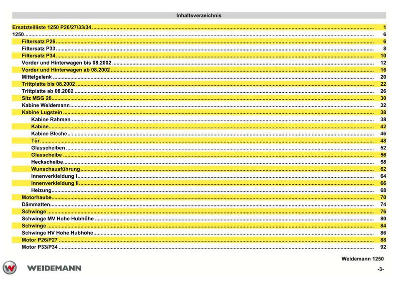 Weidemann 1250 P26 p27 p33 p34 Wheel loader Parts Manual PDF | Illustrated Catalog | Instant Download image 3