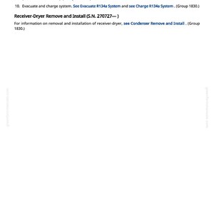 May include: A page from a manual with text detailing the removal and installation of a receiver-dryer. Includes torque specifications of 16 N-m (144 lb.-in.) and instructions for connecting the air conditioner switch.