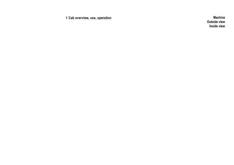 May include: A white background with text. The text reads "1 Cab overview, use, operation" on the left and "Machine, Outside view, Inside view" on the right. The image is a diagram or instructional graphic.