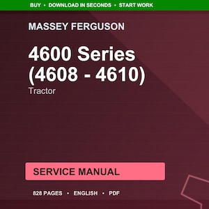 Massey ferguson 4600 Series 4608 4609 4610 Tractor Service Manual PDF | Workshop Repair | Instant Download image 1