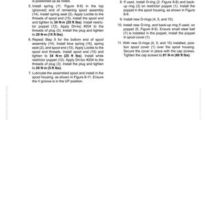May include: A detailed technical manual page with instructions for hoist circuit component repair. The page includes numbered steps, diagrams, and torque specifications in ft lbs and N-m. The text is in black font on a white background.