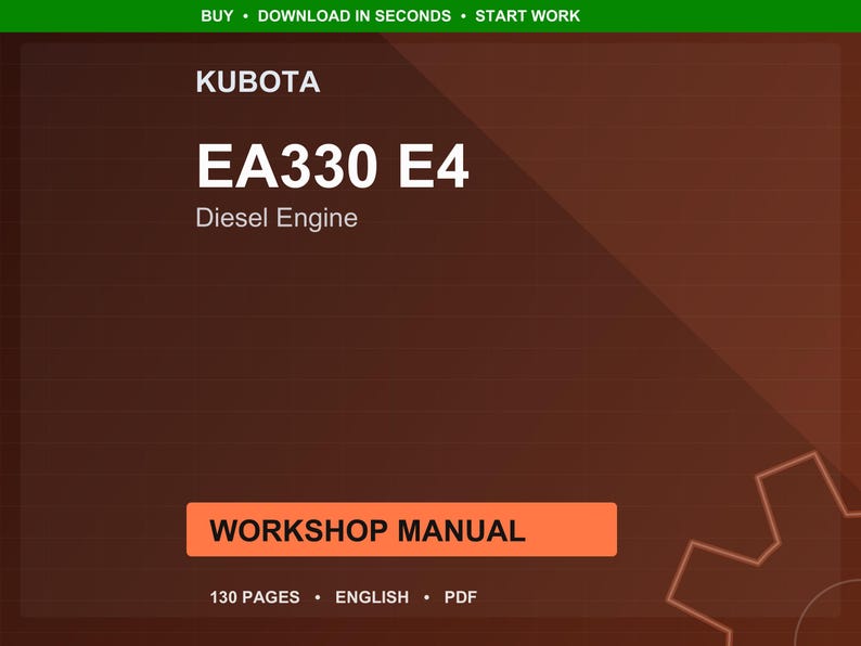 Kubota Ea330 e4 Diesel engine Workshop Manual PDF | Service Repair | Instant Download image 1