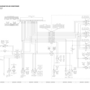Pode incluir: Um diagrama de circuito el&eacute;trico detalhado para um ar condicionado, com numerosas linhas, s&iacute;mbolos e etiquetas de texto. O diagrama &eacute; predominantemente em preto e branco, com texto no topo indicando o prop&oacute;sito e os n&uacute;meros do modelo.