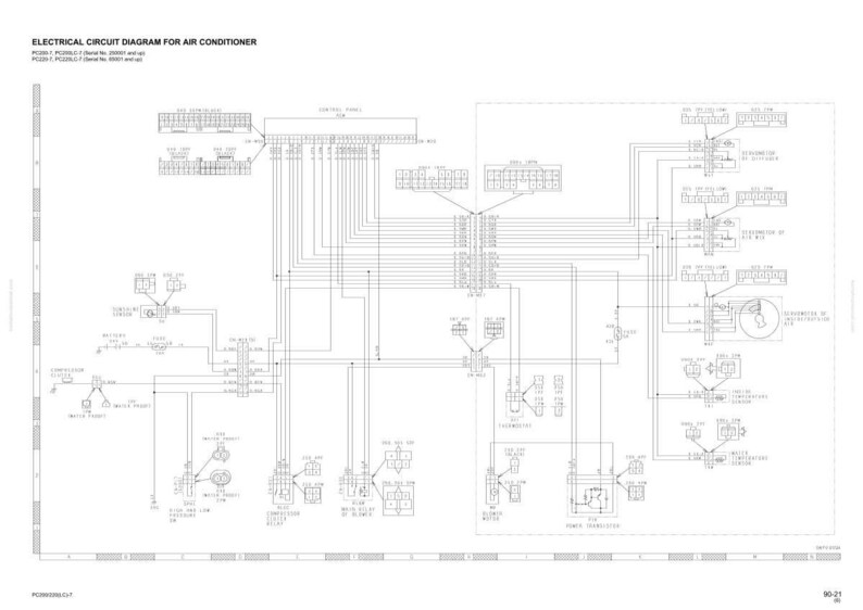 Pode incluir: Um diagrama de circuito el&eacute;trico detalhado para um ar condicionado, com numerosas linhas, s&iacute;mbolos e etiquetas de texto. O diagrama &eacute; predominantemente em preto e branco, com texto no topo indicando o prop&oacute;sito e os n&uacute;meros do modelo.