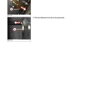 Pu&ograve; includere: Schema di un sistema elettrico con immagini dettagliate di componenti meccanici. Le immagini mostrano una vite di bloccaggio, una leva di deflessione e un collo d'oca. Le etichette di testo forniscono istruzioni.