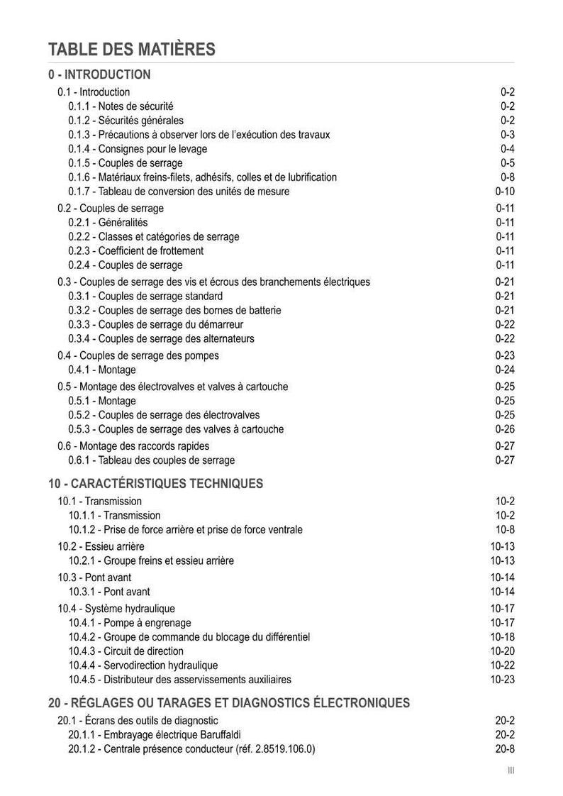 May include: A white document titled "TABLE DES MATI&Egrave;RES" with a detailed table of contents. The document lists various sections, including introduction, safety notes, and technical characteristics, with corresponding page numbers.
