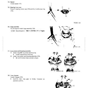 Op de afbeelding: Een technische tekening uit een handleiding, met details over de demontage en montage van een hydroshift-transmissie. De zwart-wit afbeelding bevat genummerde stappen, diagrammen van onderdelen en tekstinstructies. Het diagram bevat metingen in Nm en kgm.