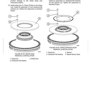 K&ouml;nnte beinhalten: Diagramm zum Aus- und Einbau von Bremsscheibe und Geschwindigkeitssensor. Das Bild zeigt detaillierte Illustrationen mechanischer Komponenten, einschlie&szlig;lich Schrauben, Unterlegscheiben und Zahnr&auml;dern, mit Beschriftungen und Anweisungen.