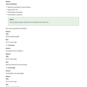 May include: A troubleshooting guide titled "Machine Does Not Achieve Full Speed" with numbered procedures and actions. The text includes test conditions, results, and steps for diagnosing the issue. The page number "840" is at the bottom.
