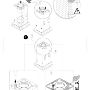 May include: An engineering diagram with the Komatsu logo. The diagram shows various components and assembly steps, including a cylindrical structure, a circular component, and a warning symbol. The text "JMHB660H-2" and "EM 12" are also visible.