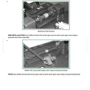 May include: Diagram of a mechanical system with text "Cross Shaft Operation." The image shows a cross shaft connecting the center gear case to each outer gear case. Includes close-up views and labels.