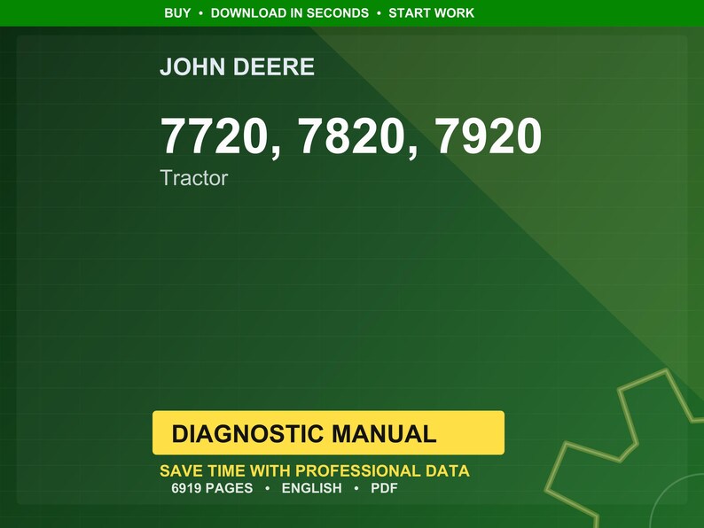 John Deere 7720, 7820, 7920 Tractor Diagnostic Manual PDF | Instant Download image 1