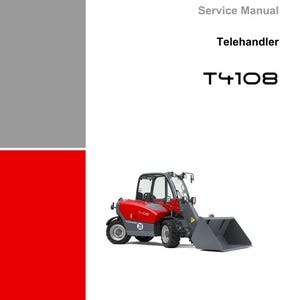May include: A service manual cover featuring the Weidemann logo and the text "Service Manual Telehandler T4108." The image includes a red and gray telehandler vehicle with a bucket. The document details vehicle type TL36, dated 10/2015.