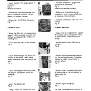 K&ouml;nnte beinhalten: Eine Montagezeichnung f&uuml;r Komatsu JPB3600V mit detaillierten Anweisungen und Illustrationen. Die Seite enth&auml;lt Anleitungen zum Einbau von Dichtungen, O-Ringen und anderen Teilen. Der Text enth&auml;lt Schritte zum Einfetten von Dichtungen und zur Verwendung von Werkzeugen.