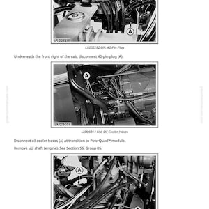 May include: A series of black and white images from a manual, detailing mechanical components. The images show close-ups of engine parts, including hoses, plugs, and brake lines. Text labels identify the parts and provide instructions.